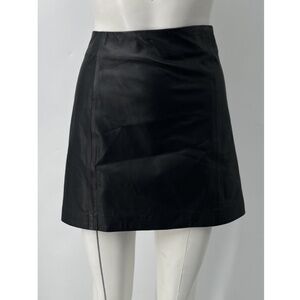 Lauren Ralph Lauren Black Leather A-Line Mini Skirt sz 8 NWT